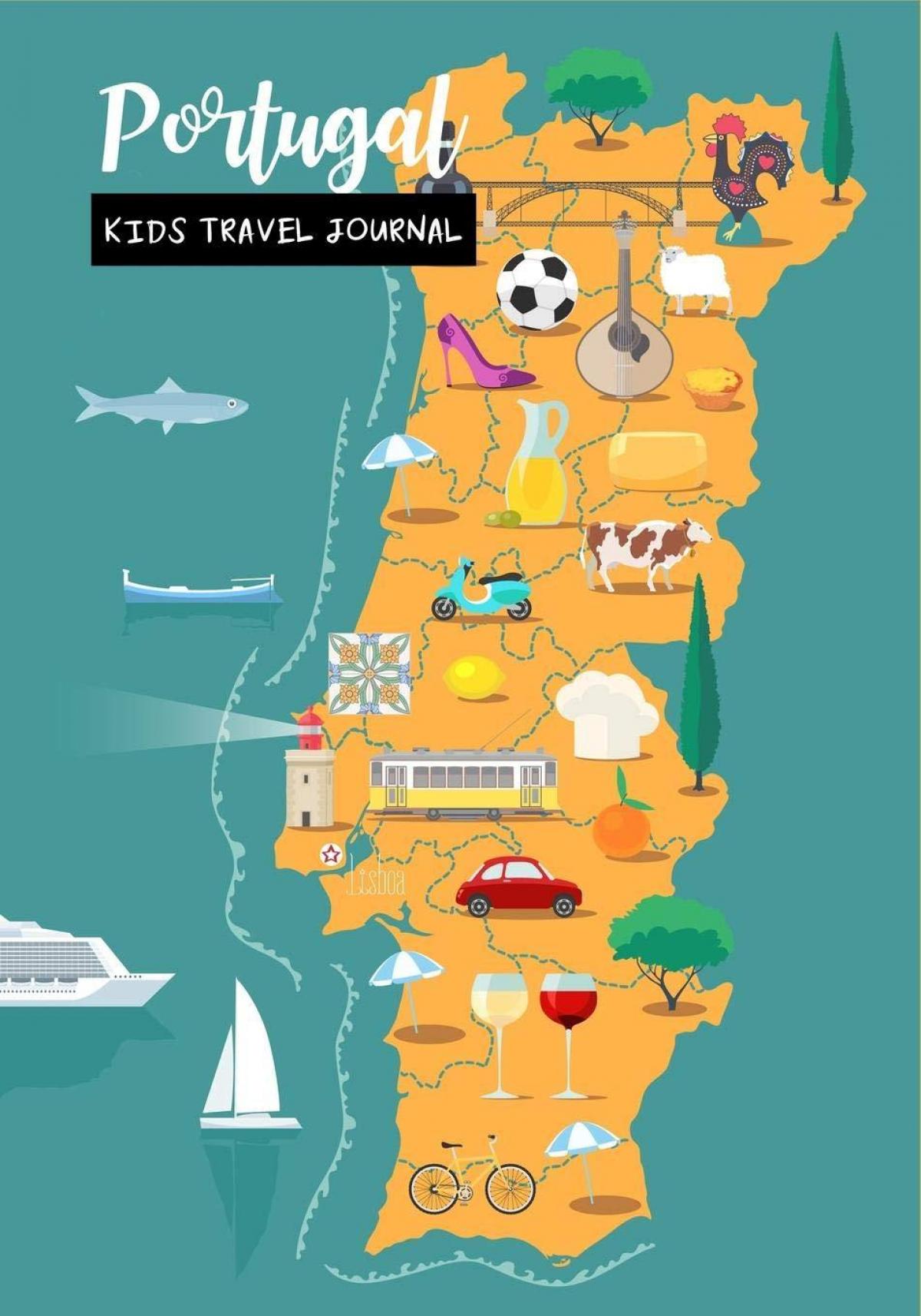 Mappa delle attrazioni turistiche del Portogallo