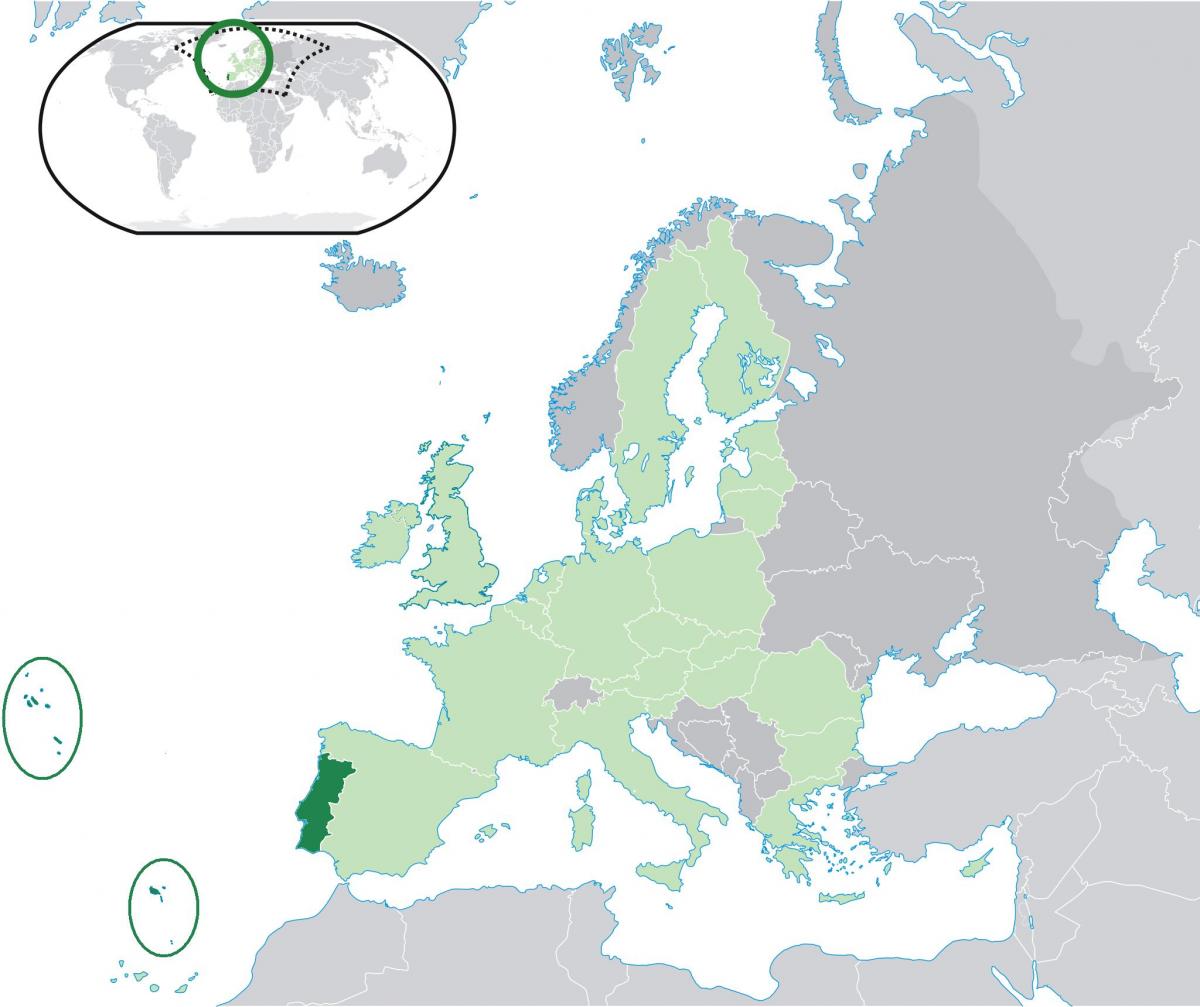 Posizione del Portogallo sulla mappa dell'Europa