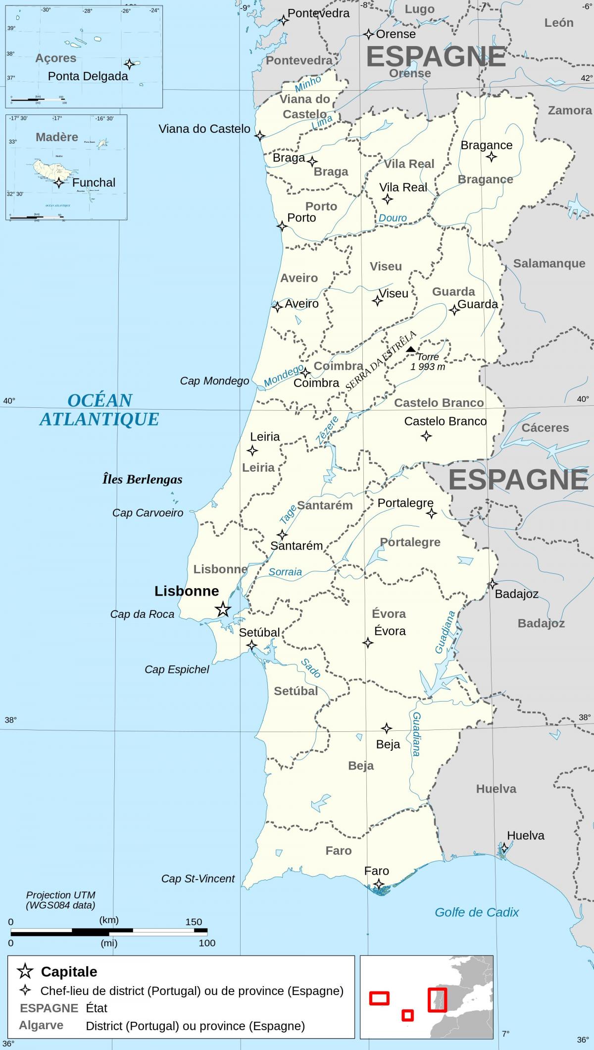 Mappa del paese Portogallo