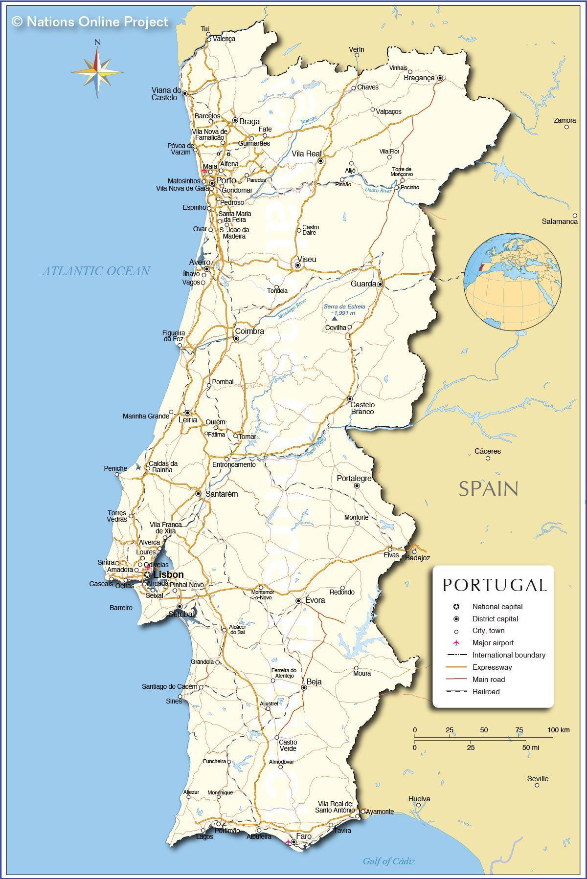 Portogallo su una mappa